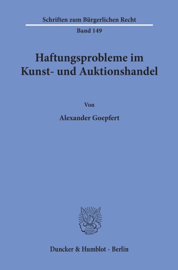 Cover: Haftungsprobleme im Kunst- und Auktionshandel