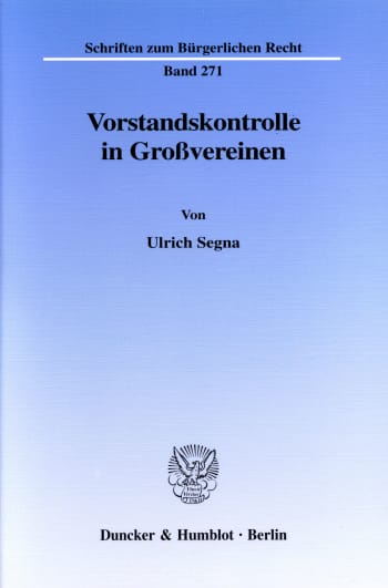 Cover: Vorstandskontrolle in Großvereinen