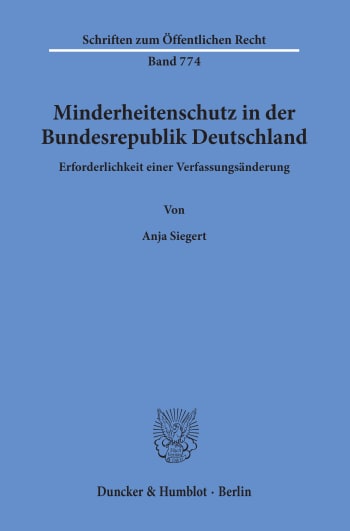 Cover: Minderheitenschutz in der Bundesrepublik Deutschland