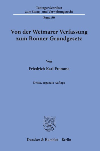 Cover: Von der Weimarer Verfassung zum Bonner Grundgesetz