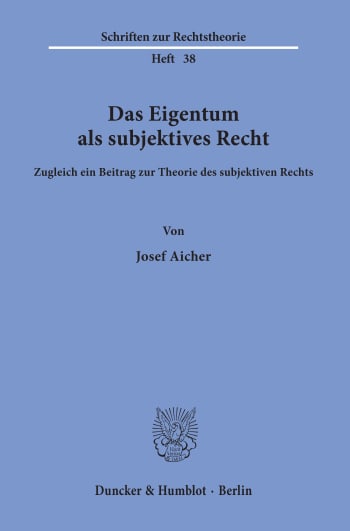 Cover: Das Eigentum als subjektives Recht