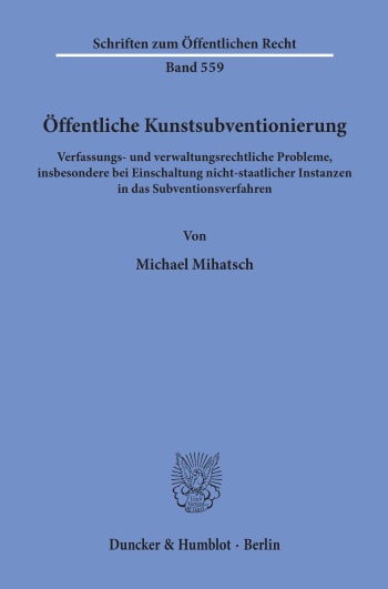 Cover: Öffentliche Kunstsubventionierung