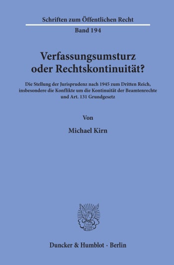 Cover: Verfassungsumsturz oder Rechtskontinuität?