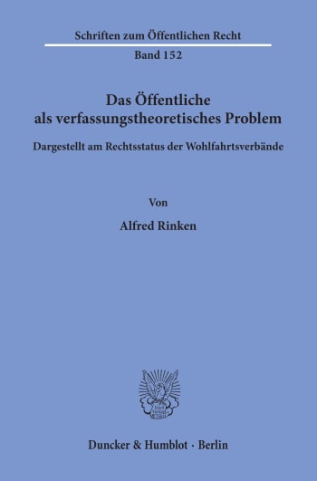 Cover: Das Öffentliche als verfassungstheoretisches Problem, dargestellt am Rechtsstatus der Wohlfahrtsverbände