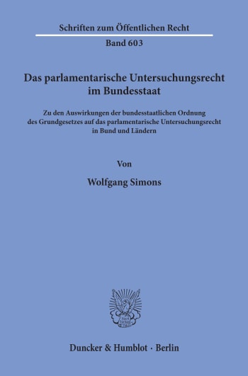 Cover: Das parlamentarische Untersuchungsrecht im Bundesstaat