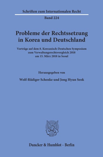 Cover: Probleme der Rechtssetzung in Korea und Deutschland