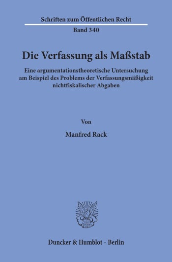 Cover: Die Verfassung als Maßstab