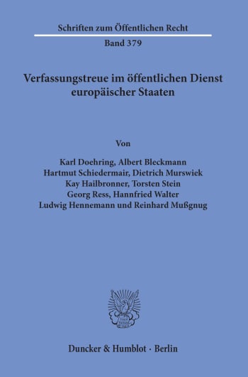 Cover: Verfassungstreue im öffentlichen Dienst europäischer Staaten