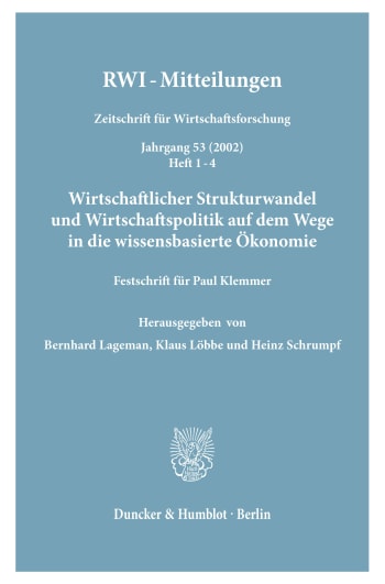 Cover: Wirtschaftlicher Strukturwandel und Wirtschaftspolitik auf dem Wege in die wissensbasierte Ökonomie