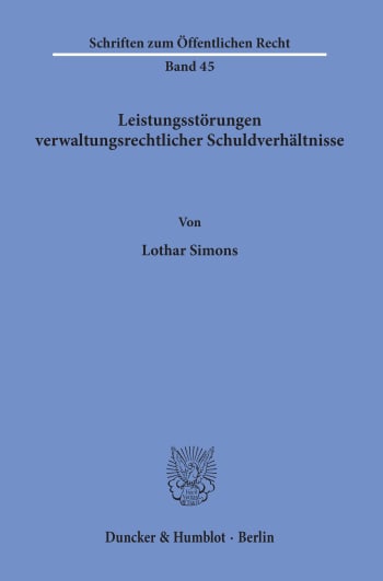 Cover: Leistungsstörungen verwaltungsrechtlicher Schuldverhältnisse