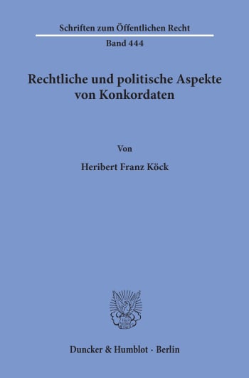 Cover: Rechtliche und politische Aspekte von Konkordaten