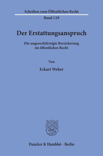 Cover: Der Erstattungsanspruch