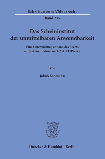 Cover: Das Scheininstitut der unmittelbaren Anwendbarkeit