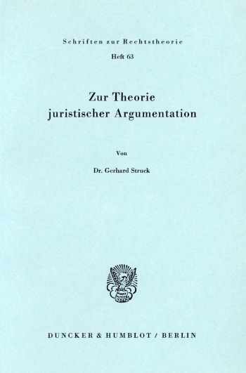 Cover: Zur Theorie juristischer Argumentation