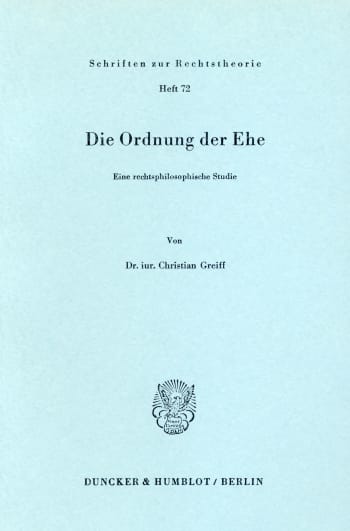 Cover: Die Ordnung der Ehe