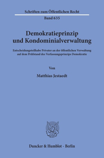 Cover: Demokratieprinzip und Kondominialverwaltung