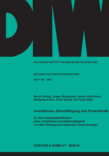 Cover: Investitionen, Beschäftigung und Produktivität