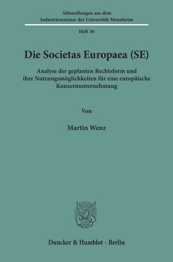 Cover: Die Societas Europaea (SE)