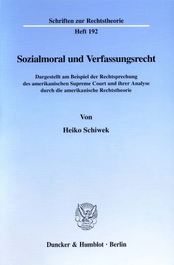 Cover: Sozialmoral und Verfassungsrecht