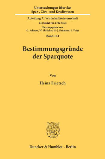 Cover: Bestimmungsgründe der Sparquote