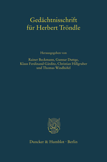 Cover: Gedächtnisschrift für Herbert Tröndle