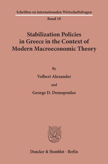 Cover: Stabilization Policies in Greece in the Context of Modern Macroeconomic Theory