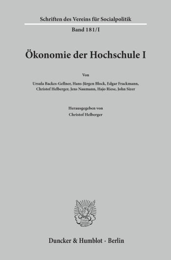 Cover: Ökonomie der Hochschule I