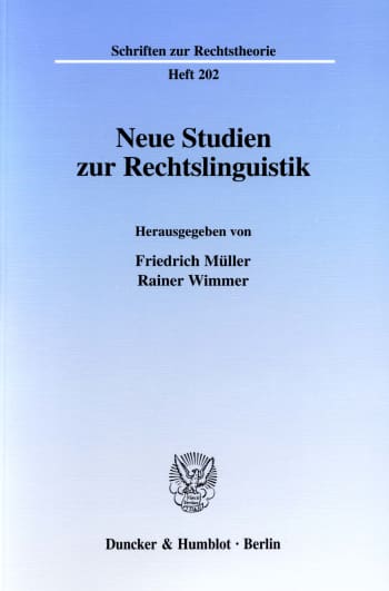 Cover: Neue Studien zur Rechtslinguistik