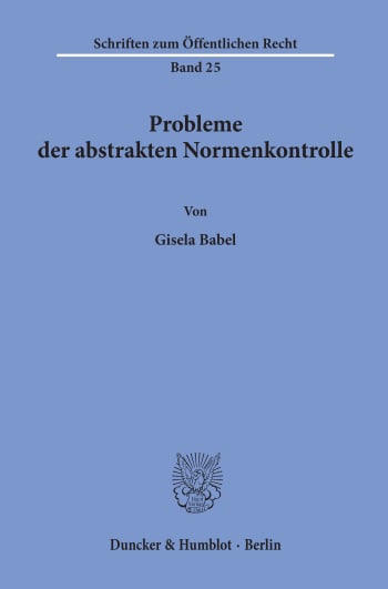 Cover: Probleme der abstrakten Normenkontrolle