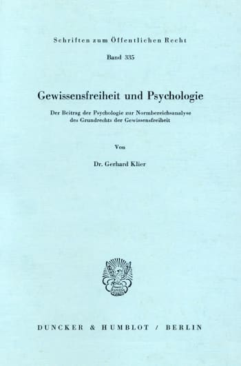 Cover: Gewissensfreiheit und Psychologie