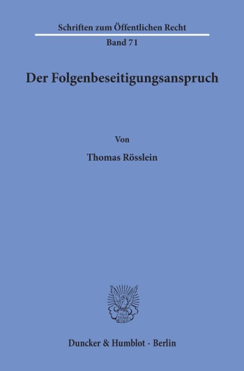 Cover: Der Folgenbeseitigungsanspruch