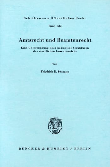 Cover: Amtsrecht und Beamtenrecht