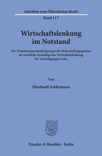 Cover: Wirtschaftslenkung im Notstand