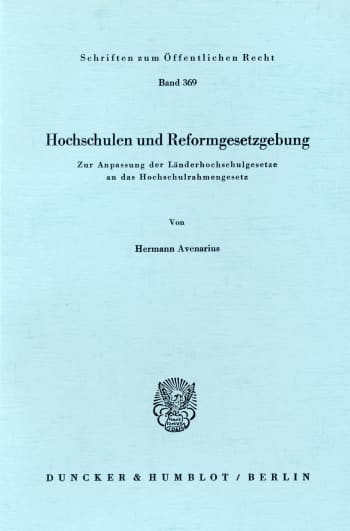 Cover: Hochschulen und Reformgesetzgebung