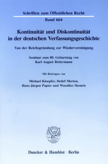 Cover: Kontinuität und Diskontinuität in der deutschen Verfassungsgeschichte