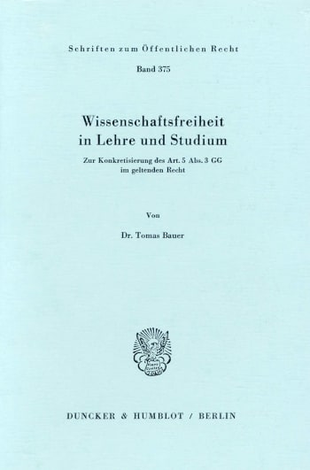 Cover: Wissenschaftsfreiheit in Lehre und Studium