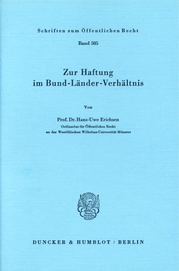 Cover: Zur Haftung im Bund-Länder-Verhältnis