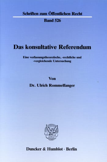 Cover: Das konsultative Referendum