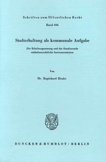 Cover: Stadterhaltung als kommunale Aufgabe