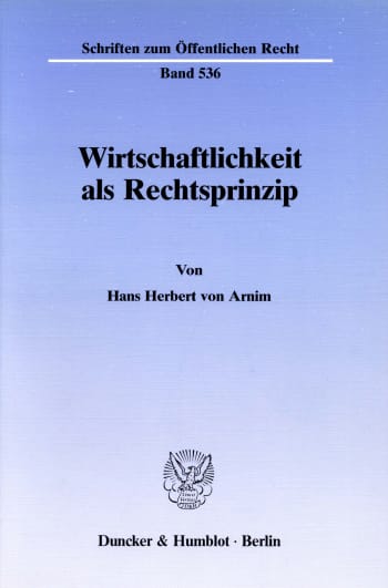 Cover: Wirtschaftlichkeit als Rechtsprinzip