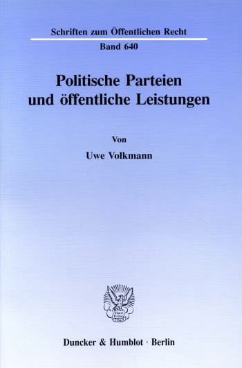 Cover: Politische Parteien und öffentliche Leistungen