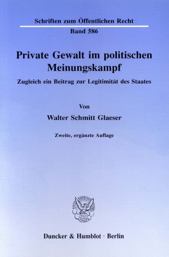 Cover: Private Gewalt im politischen Meinungskampf