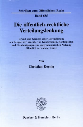 Cover: Die öffentlich-rechtliche Verteilungslenkung