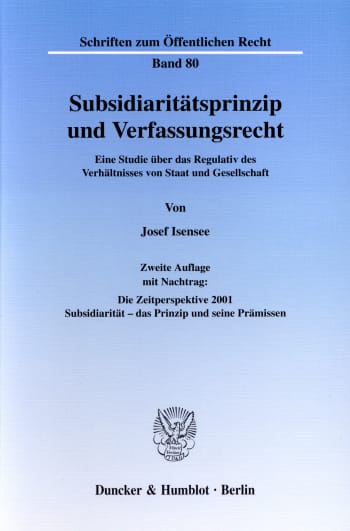 Cover: Subsidiaritätsprinzip und Verfassungsrecht