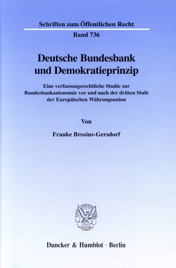 Cover: Deutsche Bundesbank und Demokratieprinzip