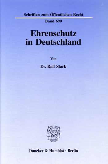 Cover: Ehrenschutz in Deutschland