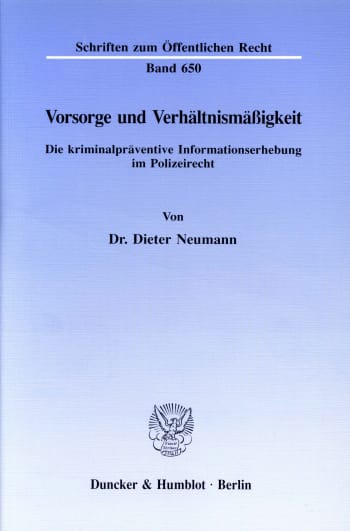 Cover: Vorsorge und Verhältnismäßigkeit