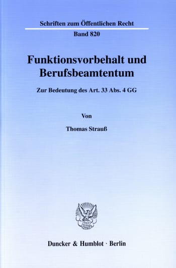 Cover: Funktionsvorbehalt und Berufsbeamtentum