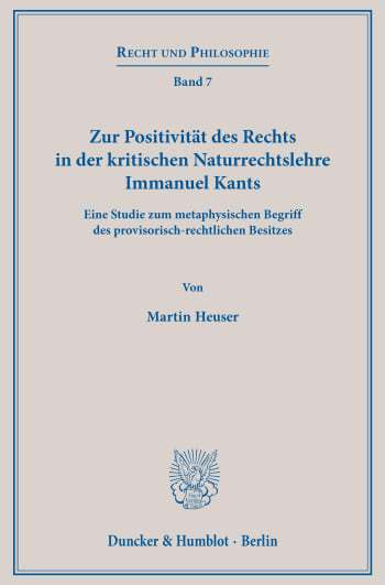 Cover: Zur Positivität des Rechts in der kritischen Naturrechtslehre Immanuel Kants