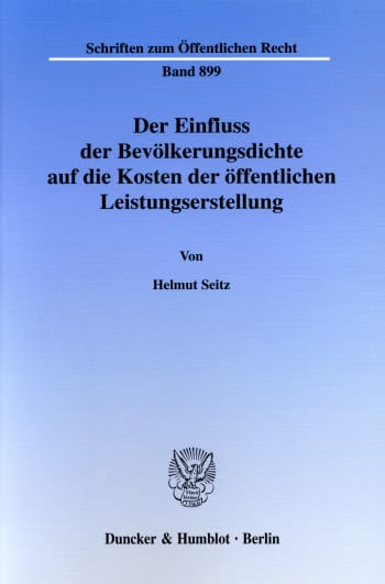 Cover: Der Einfluss der Bevölkerungsdichte auf die Kosten der öffentlichen Leistungserstellung